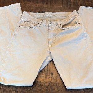 7 For All Mankind Beige Straight-Leg Jeans